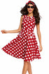 Sexy Red Polka Dot Bohemain Print Dress with Keyholes